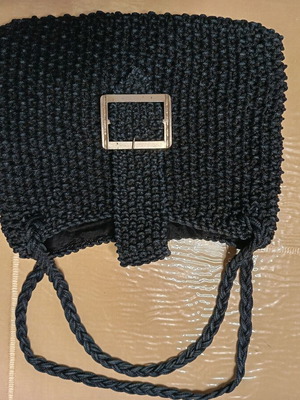 Handmade black knitted handbag new