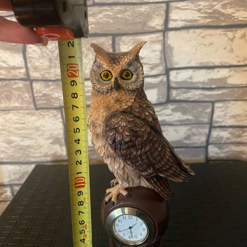 Decorative owl handmade polyester with clock like new
