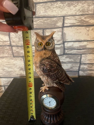 Decorative owl handmade polyester with clock like new