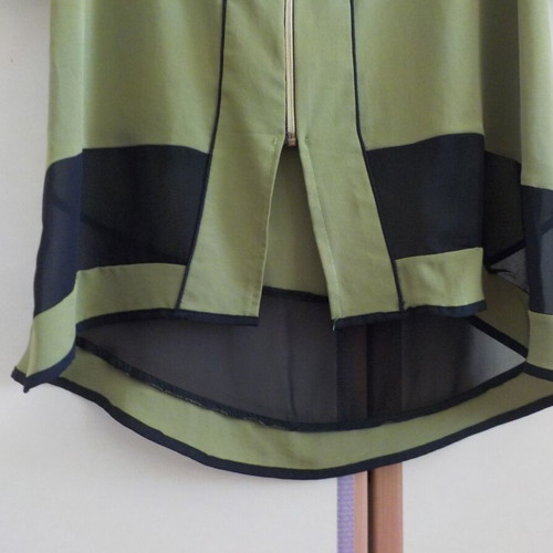 Green dress used with zipper and black transparency