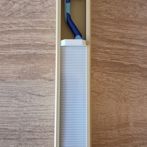 Toothbrush sliding travel case with lock new, beige PLA plastic
