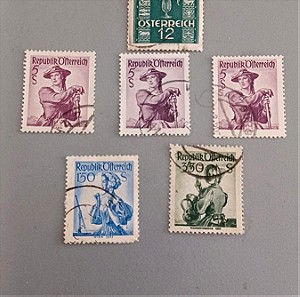 6 γραμματόσημα Αυστρία 1937 μέχρι 1951
