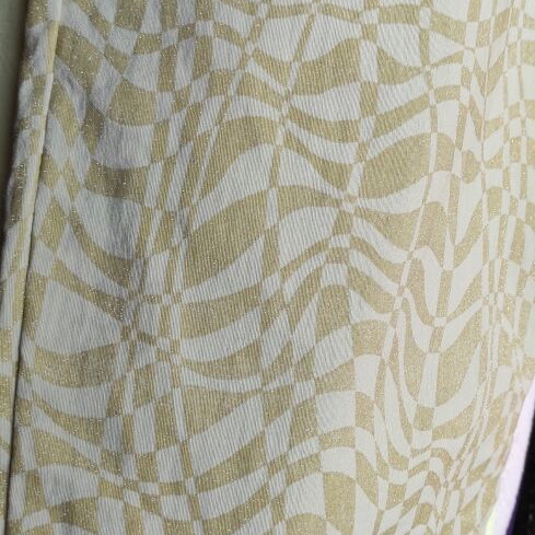 Vintage set with shiny gold and beige fabric, top M and capri XXL