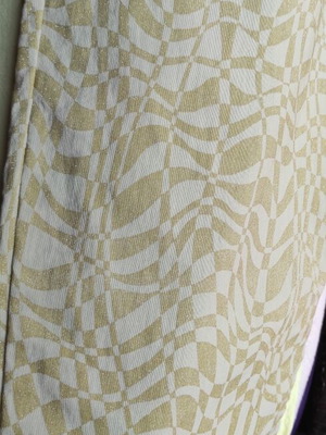 Vintage set with shiny gold and beige fabric, top M and capri XXL