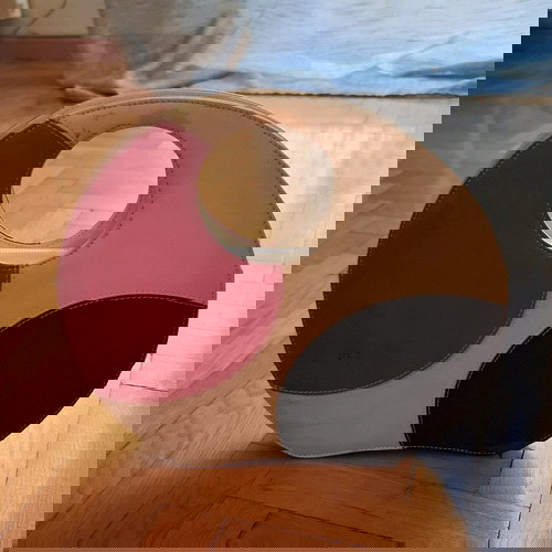 Τσάντα χειρός vintage μεταχειρισμένη, στρογγυλή πολύχρωμη