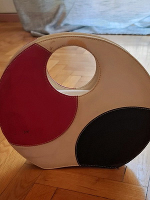 Τσάντα χειρός vintage μεταχειρισμένη, στρογγυλή πολύχρωμη