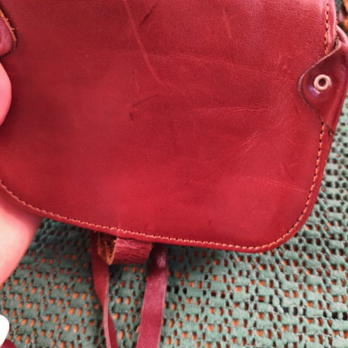 Vintage handmade leather crossbody bag, burgundy brown