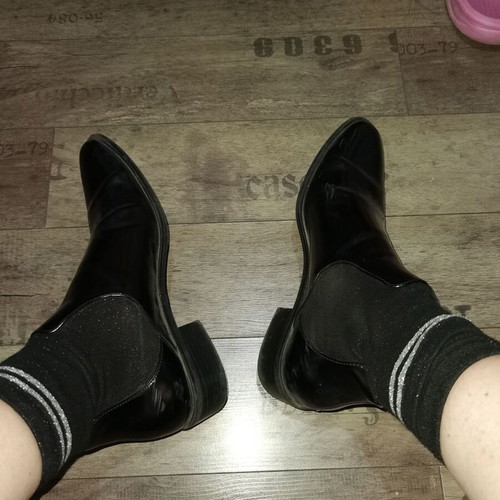 Zara women's patent leather sock-style shoes used, size 41, black