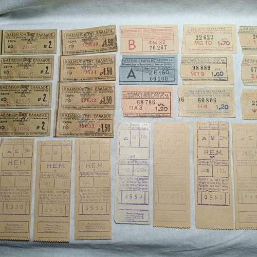 Collection of 24 used vintage urban transport tickets from 1940s-60s