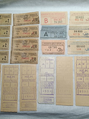 Collection of 24 used vintage urban transport tickets from 1940s-60s