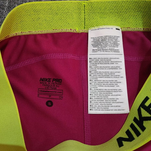 Nike 3/4 sports leggings like new, dri-fit, purple and yellow
