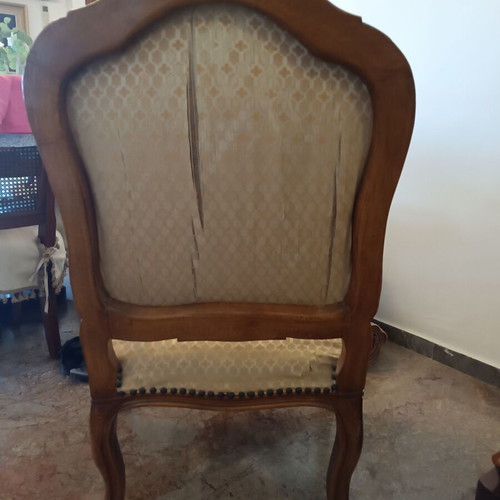 Chair solid wood classic carved used, needs upholstery repair
