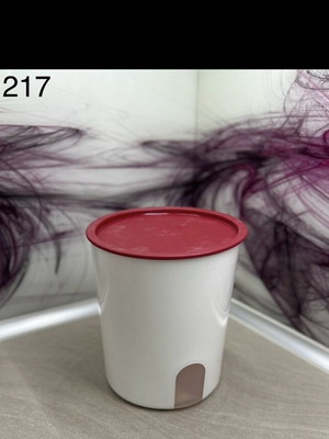 Tupperware Bingo One Touch Canister new with window and red lid