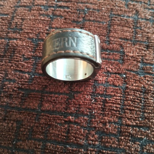 Dyrberg/Kern men's ring 21 mm, leather and metal design