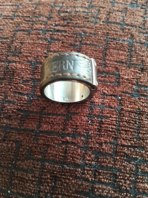Dyrberg/Kern men's ring 21 mm, leather and metal design