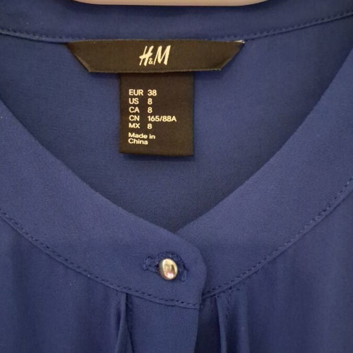 H&M Shirt M like new, blue, airy with buttons and scarf detail