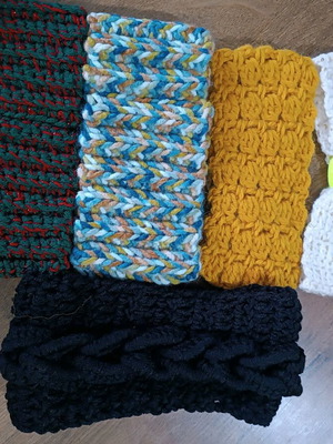 Various knitted handmade ribbons new, multicolored