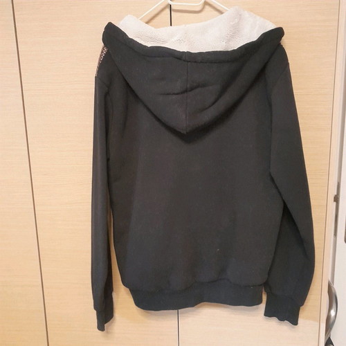 Teen jacket used size large, black with pattern