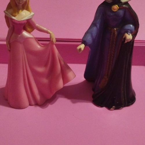 Disney Princess Sleeping Beauty and Evil Queen figures used, set of 2