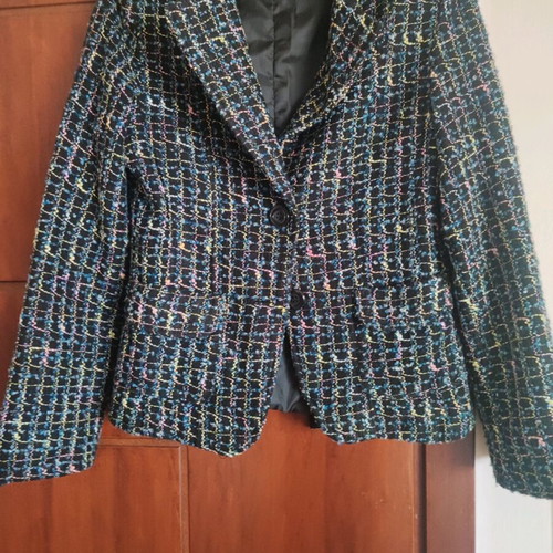 Tweed wool jacket like new, black and blue, size L