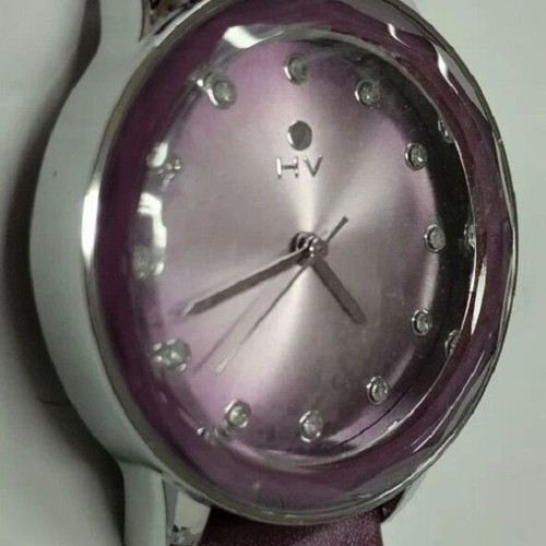 Helena Vera women's wristwatch with Seiko movement, purple and silver