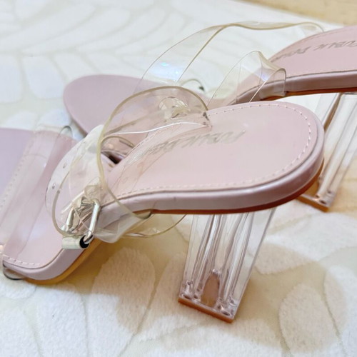 Clear sandals size 37, stable 10 cm heel, mint condition