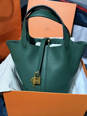 Hermes Picotin 18 μεταχειρισμένη, σμαραγδί