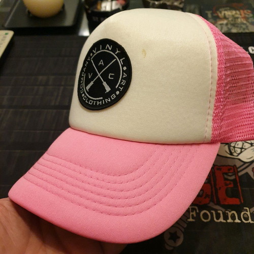 Vinyl Art Clothing hat new, white pink