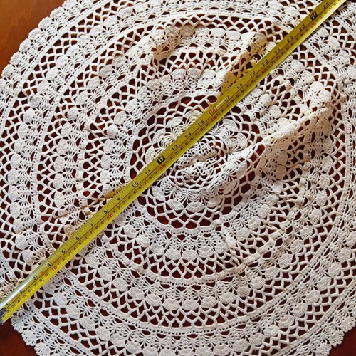 Crochet round handmade set of 3 beige pieces