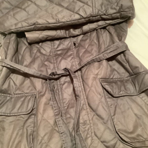 Women's long brown jacket like new with detachable hood, size M