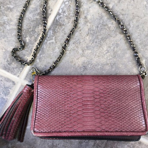Zara crossbody bag used, brown and red with chain