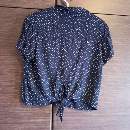 Bershka polka dot shirt like new, white and blue, size S