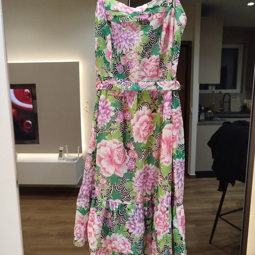 Summer dress floral print like new, green and purple, size M
