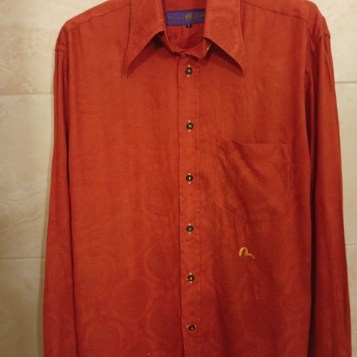 Evisu Deluxe shirt used, size L, red, made in Japan
