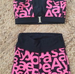 Baya women's workout set, pink and white, size S
