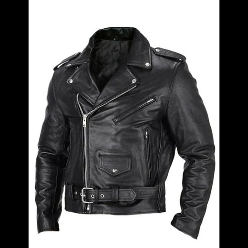 Leather jacket men's coat like new, black and red, M-L