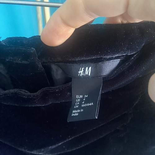 H&M black velvet mini draped skirt