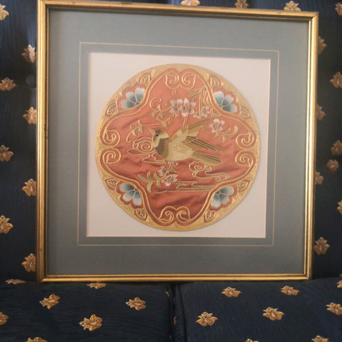 Embroidery framed artwork like new, hand-stitched 38x38
