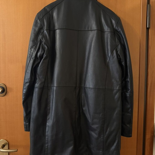 Leather coat black size L unisex, info jackets