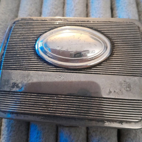 Vintage powder compact with mirror used, silver 925