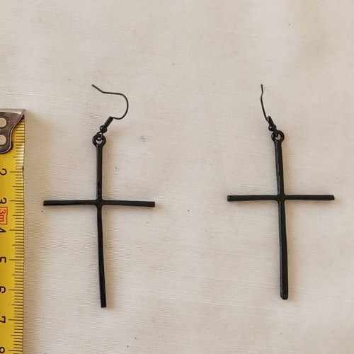 Black Minimal Cross Dangling Earrings new, goth punk style