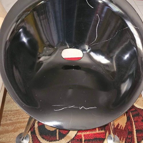 Armchair set used, modern Space Age design, black and red
