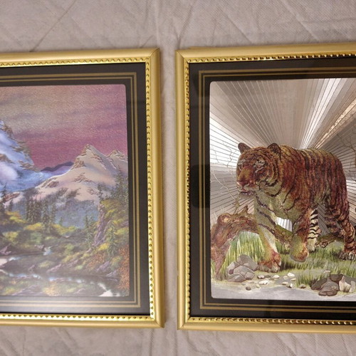 Vintage frames used, set of 2 with 3D effect and gold frame