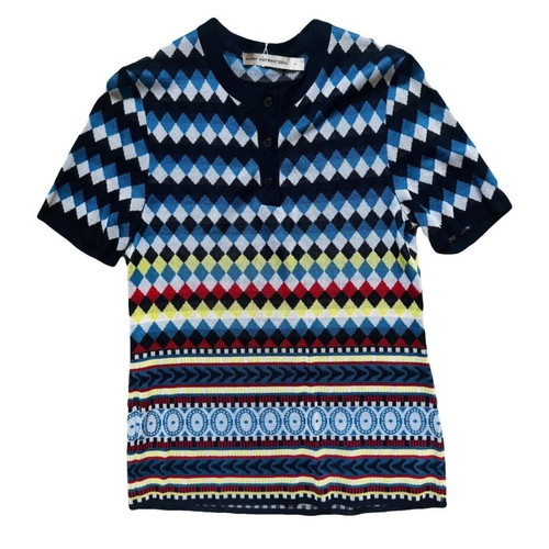 Mary Katrantzou Viscose Knit Printed Top New Size Small Blue