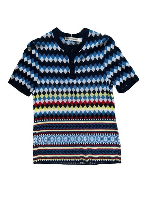 Mary Katrantzou Viscose Knit Printed Top New Size Small Blue