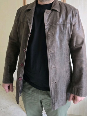 Leather coat brown medium used