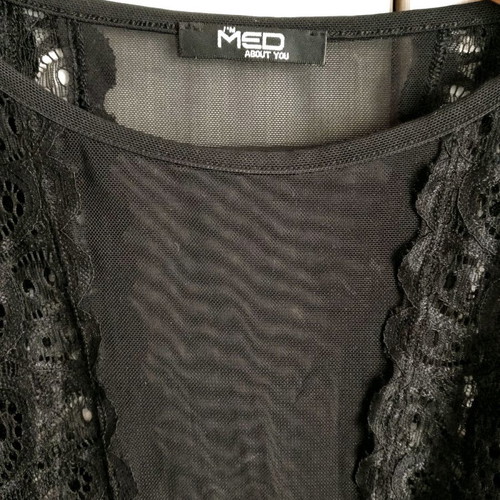 Med black bodysuit with French lace used, size L