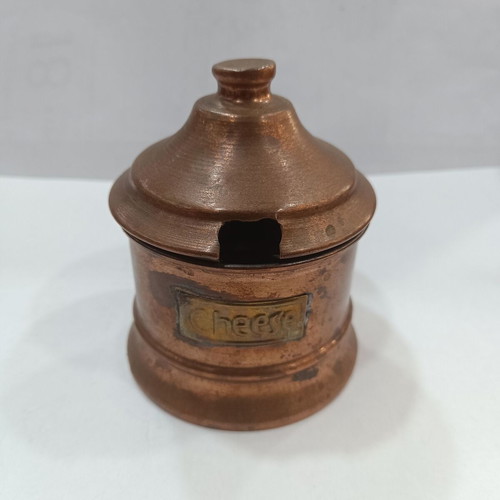Vintage Handmade Copper Cheese Container like new with Brass Label