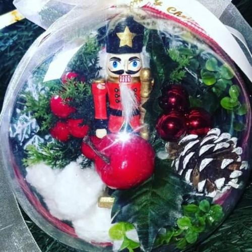 Handmade Christmas decorative plexiglass balls with Nutcracker ornament new