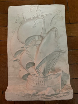 Ship embossed plaster wall art used 35x23 cm